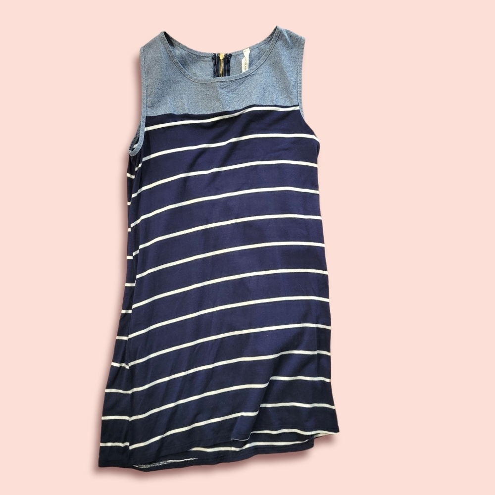 Chocolate navy striped sleeveless dress small